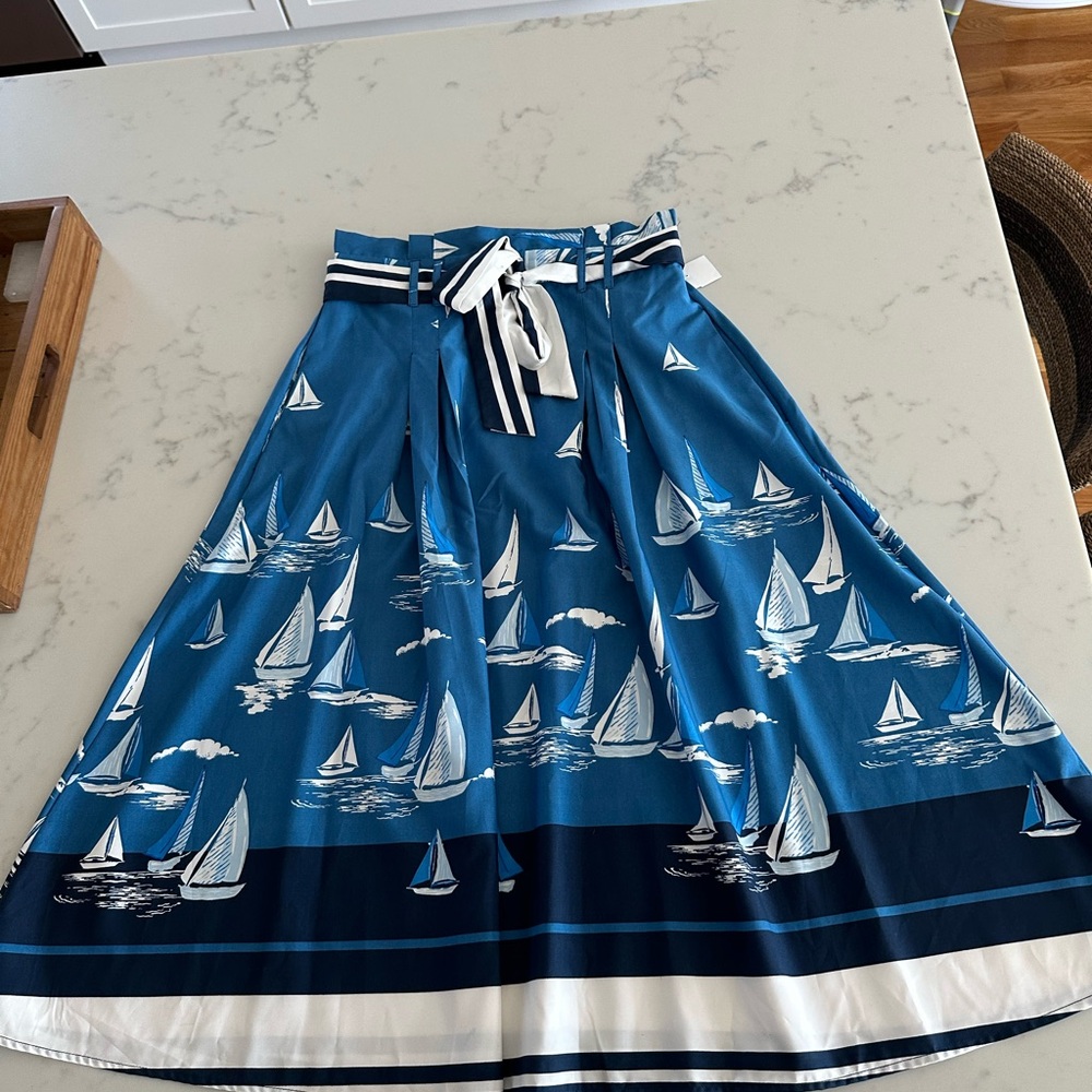Blue Nautical Print Skirt